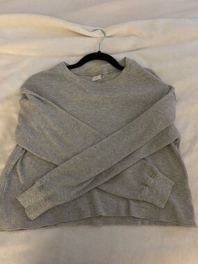 TNA Light Gray Ribbed Cropped Sweatshirt